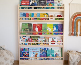 XXL Montessori bookshelf, Big wall bookcase, Bücherregal, Nursery bookshelf, Slim book storage, Toddler shelves, Kids Christmas Gift