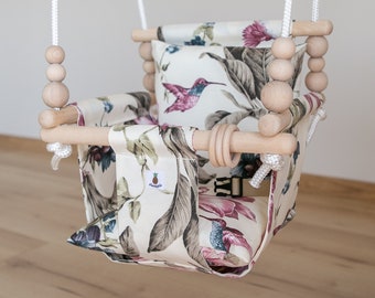 Baby Swing, Schaukel, Indoor, Kinderschaukel, Balançoire, Fabric High Back Swing, Babygift, Birthday Gift, Handmade Toy FLORAL