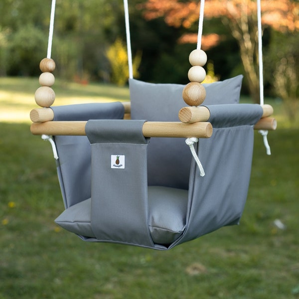 Dark Grey Outdoor Garden Baby Swing Schaukel Balançoire   with playing beads | CE |