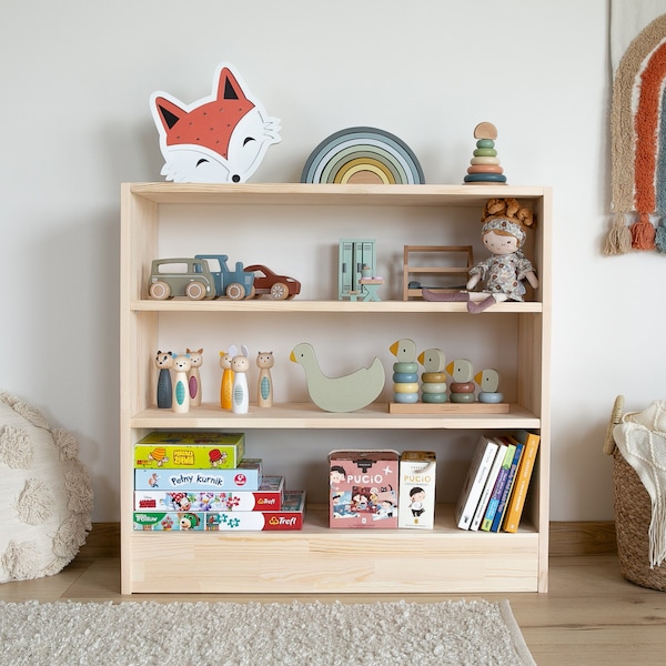 Montessori toy shelf, Shelf for kids, Toy storage, Spielzeugregal, étagère à jouets, Kids furniture, Kids room furniture, Natural pine wood