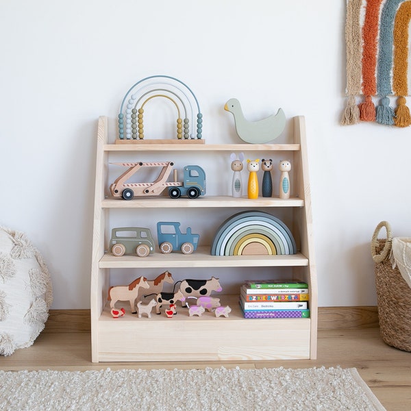 Montessori toy shelf, Shelf for kids, Toy storage, Spielzeugregal, étagère à jouets, Kids furniture, Kids room furniture, Natural pine wood