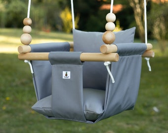 Dark Grey Outdoor Garden Baby Swing Schaukel Balançoire   with playing beads | CE |