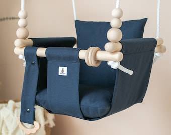 Navy Montessori Baby Swing, Indoor Toddler Swing, CE Certified Baby Shower Gift