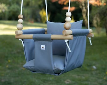 fabric swing porch swing Light Blue baby swing nursery swing Free Shipping indoor swing handmade swing baby swing toddler swing