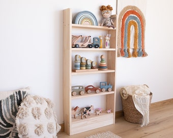 Narrow Toy shelf, Nursery Toy Storage, Toddler Montessori furniture, Toy cabinet, Montessori toy shelf, Spielzeugregal, étagère à jouets