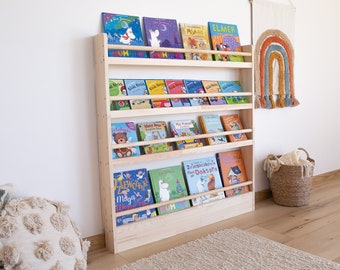 Wandvitrinekast, Kinderboekenplank, Montessori boekenplank, Bücherregal, boekenopslag, Kinderkamermeubels, étagère à livres