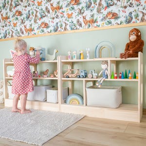Set of 3 Montessori Wooden Toy Shelves: Small, Medium and Large | Toddler toy shelf | Spielzeugregal | Playroom Furniture
