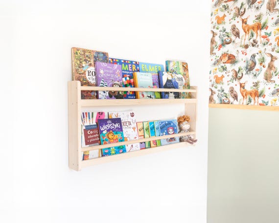 Floating Bookshelf for kids, Small Montessori hanging bookcase, Nursery shelves, Toddler book storage, Kids wall bookshelf, Bücherregal