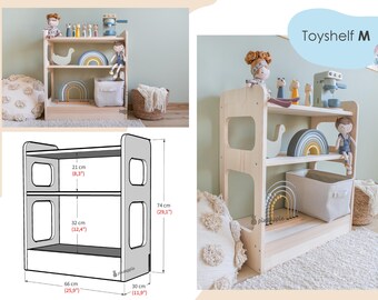 モンテッソーリ木製おもちゃ棚＆本棚セット - 幼児と子供のための