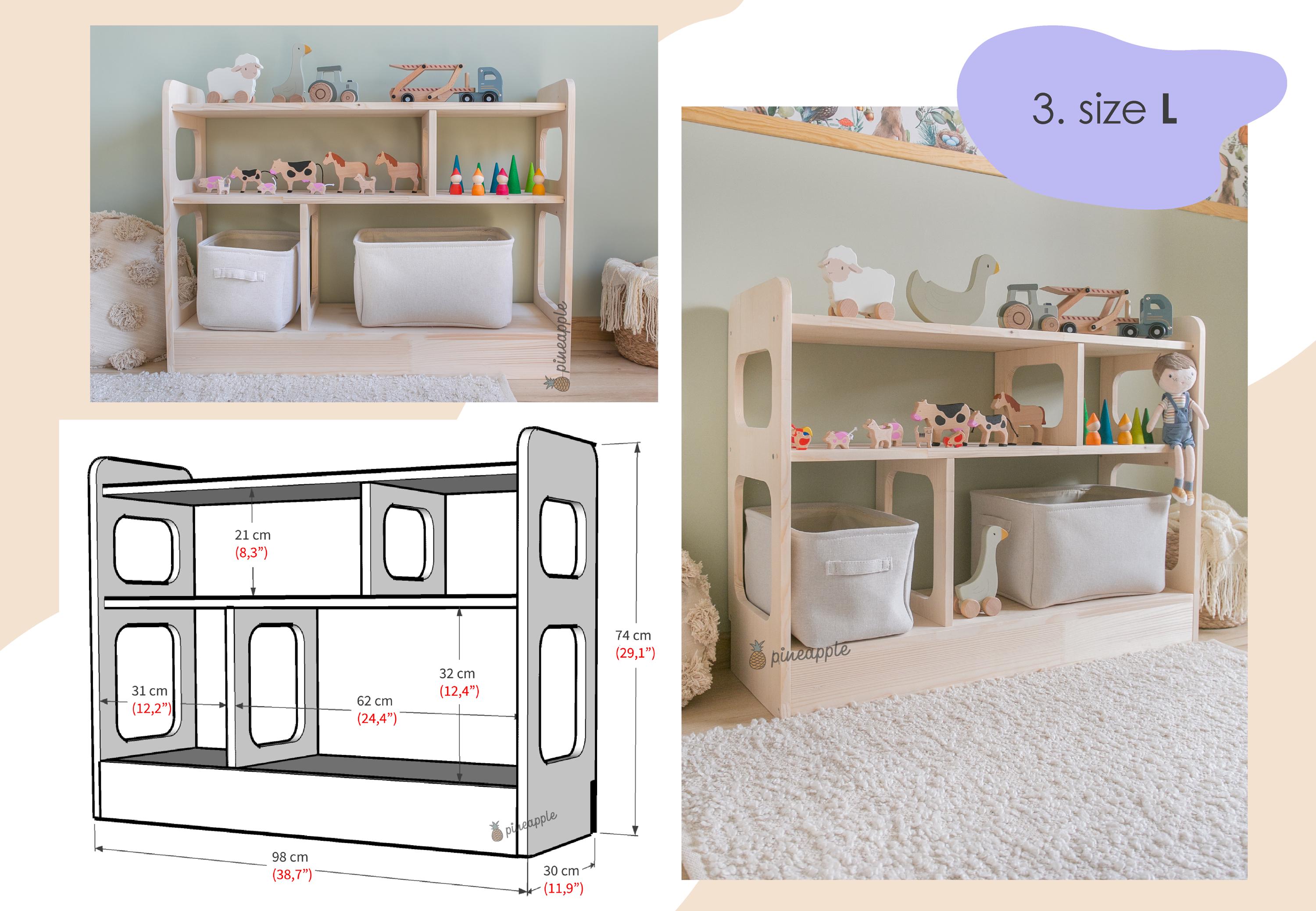 モンテッソーリ木製おもちゃ棚3個セット：小、中、大 | 幼児用おもちゃ