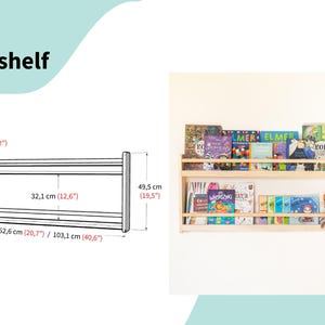 Kids Montessori bookshelf, wall wooden bookcase, Bücherregal, Nursery bookshelf, toddler book storage, kids room shelves, display cabinet 2. 2-Shelves