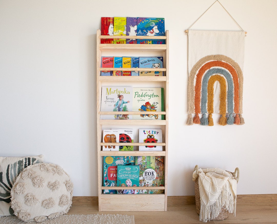 4 Tier Kids Wooden Bookshelf, Children Bookcase, Baby Storage