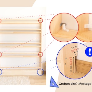 Wall-Mounted Wooden Bookshelf for Kids made of solid wood. Montessori-Inspired Front-Facing Book Display image 4