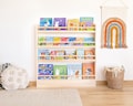 Wall-mounted solid wood kids bookshelf, Nursery bookshelf, Montessori style, Bücherregal, book storage