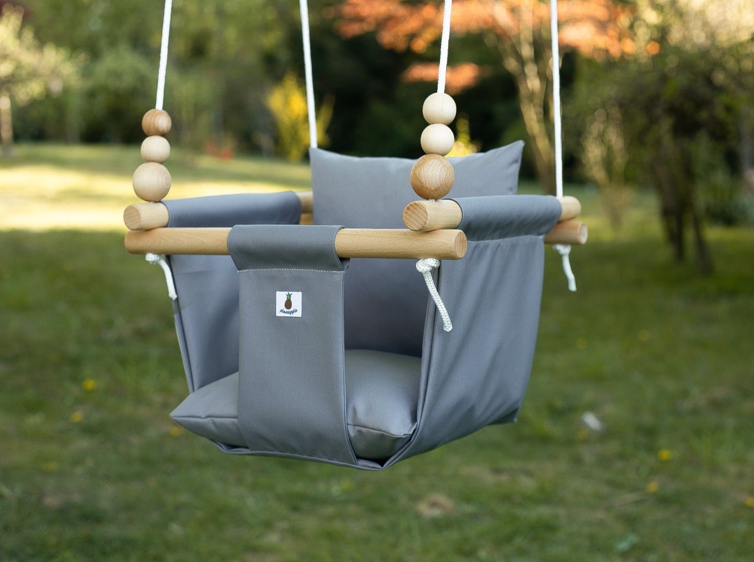 Dark Grey Outdoor Garden Baby Swing Schaukel Balançoire With Playing