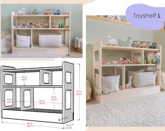 モンテッソーリ木製おもちゃ棚＆本棚セット - 幼児と子供のための