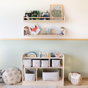 Montessori Furniture - Wooden Toy Shelf & Wall Bookshelf and Toy Shelf – Handmade Furniture for Toddlers and Kids - Toy storage idea