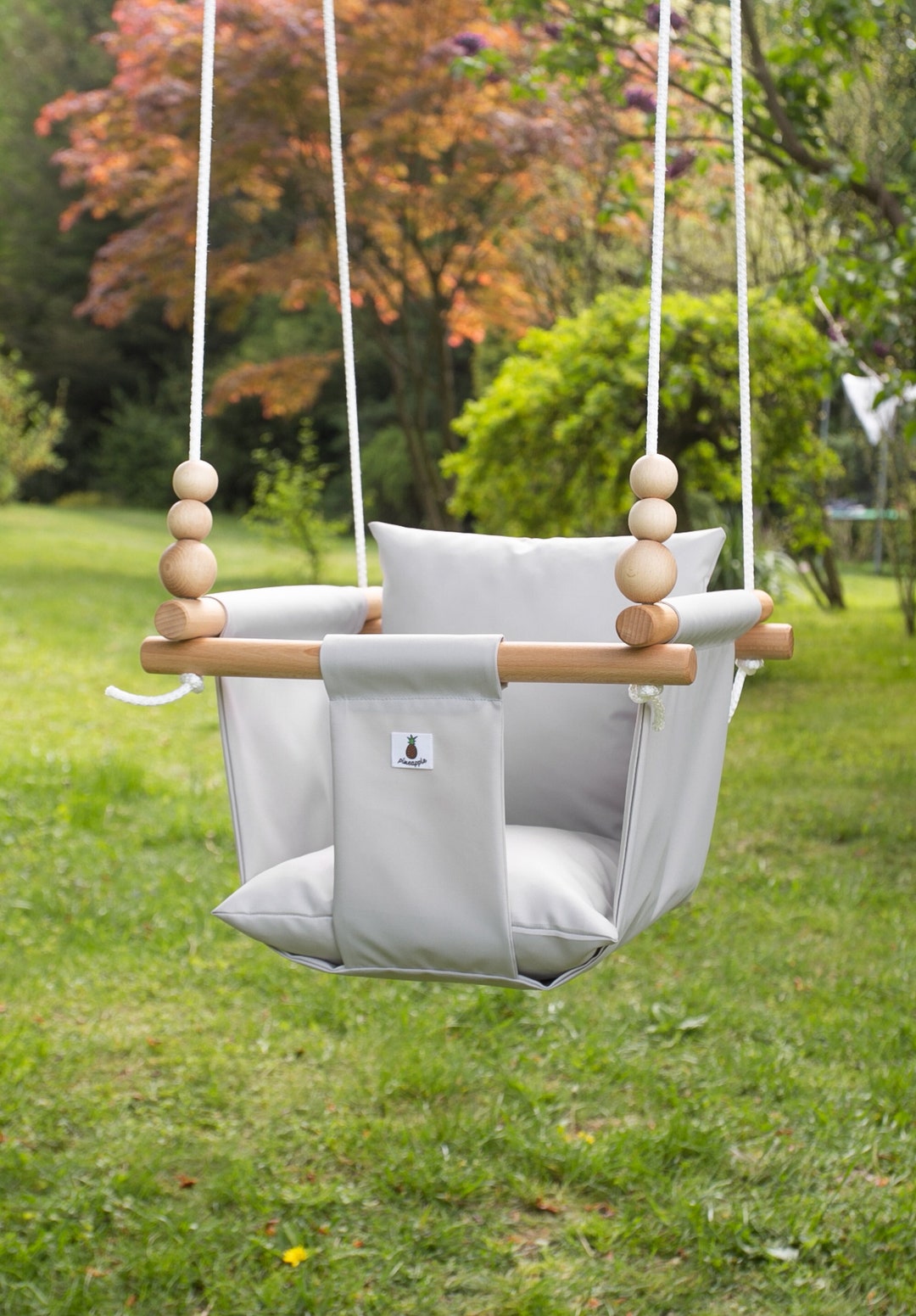 Light Grey Outdoor Garden Baby Swing Schaukel Balançoire With Playing Beads  CE 