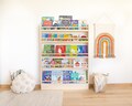Wall-Mounted Wooden Bookshelf for Kids made of solid wood. Montessori-Inspired Front-Facing Book Display