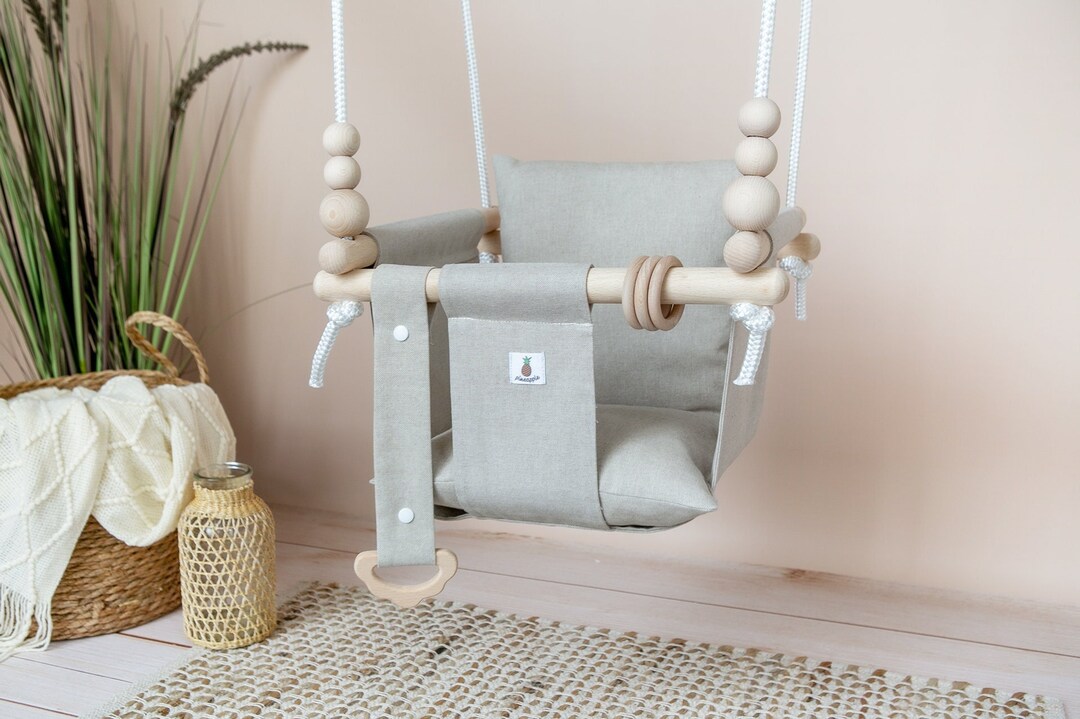 Pineapple4Kids - NATURAL BEIGE Indoor Baby Montessori Swing, Toddler swing  | CE |