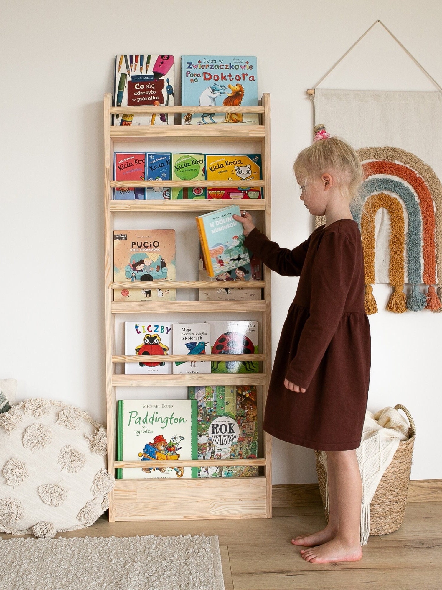 thumbnail image 2 of Montessori Shelf, 6 Compartment Toy & Book Organizer With Adjustable Dividers, Natural Finish Kids' Bookcase For Playrooms & Classrooms 2 of 12