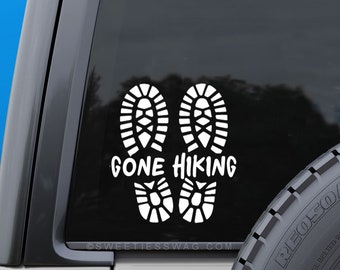 Gone Hiking Car Window Vinyl Decal, Waterproof, Outdoor Ready