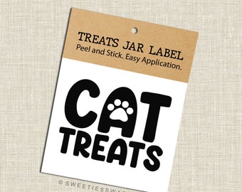 Cat Treats Jar Label, Packaged, Free Shipping