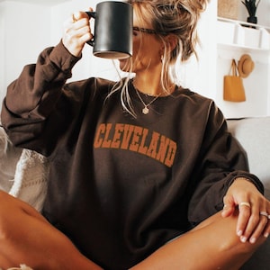 Moletom Cleveland | Carta Varsity Estilo Vintage Crewneck | Presente Cleveland | Camisa Cleveland