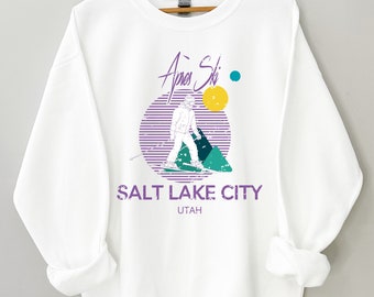 Salt Lake City USA Ski Resort 1980s Retro Sweatshirt Utah