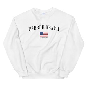Pebble Beach Unisex Sweatshirt | Pebble Beach Vintage Style American Flag Crewneck Sweatshirt | Pebble Beach Gift | Pebble Beach Shirt