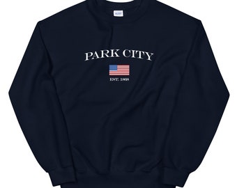 Park City Utah American Flag Unisex Sweatshirt | Utah Shirt | Park City Long Sleeve Shirt | Ski Resort | Utah Gift | Park City Gift | UT