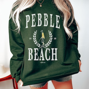 Pebble Beach Unisex Sweatshirt, Golf Crewneck, Vintage Style Long Sleeve Pullover, Cozy Jumper