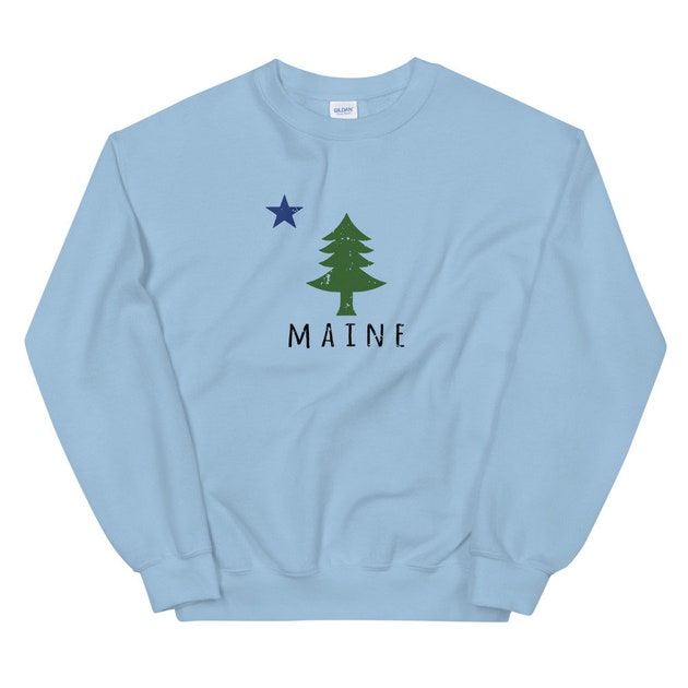 Maine Unisex Sweatshirt | Maine Vintage Style 1901 Flag Crewneck Sweatshirt