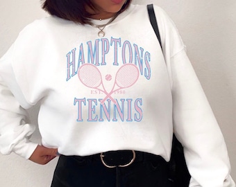 Hamptons Tennis Sweatshirt: Unisex Vintage Style Crewneck