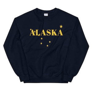 Alaska State Flag Unisex Crewneck Sweatshirt | Alaska Vintage Style Sweater | Alaska Gift | Alaska Womens Mens Shirt | Navy Alaska Shirt