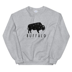 Unisex sweater Buffalo | Buffalo New York vintage stijl sweatshirt met ronde hals | Overhemd buffel | Buffelcadeau | Buffalo-kleding