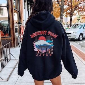 Mount Fuji Back Print Hoodie, Japan Aesthetic, Fujisan Pullover, Gift For Traveler