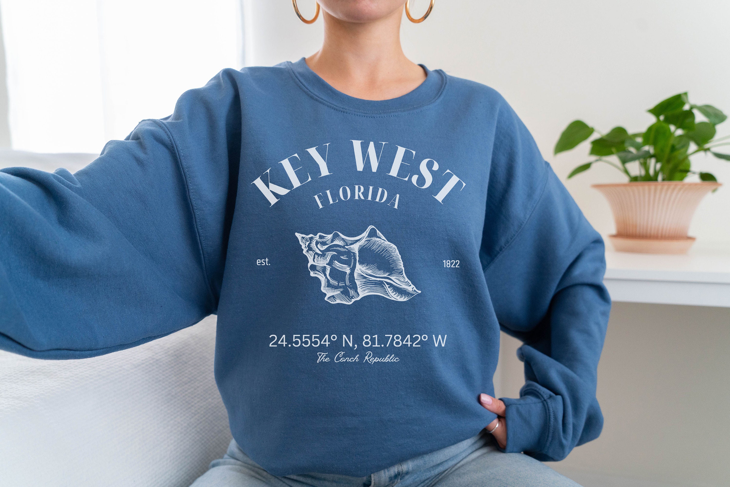 Felpa Uomo Key West Florida - Regalo Originale Girocollo Con Stampa Grafica