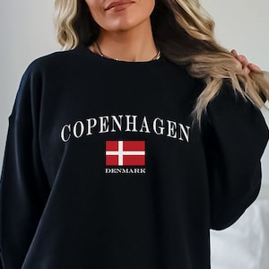 Copenhagen Sweatshirt  Denmark Flag Vintage Style Crewneck Travel Gift Shirt Unisex Pullover Jumper
