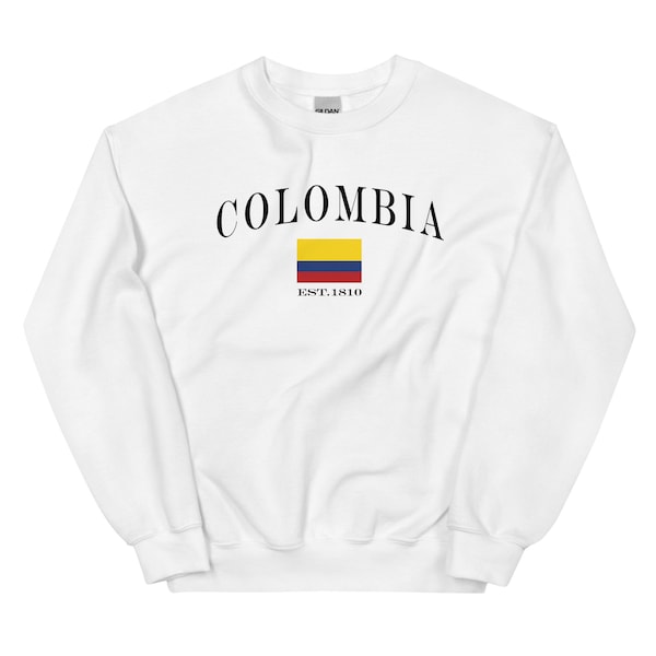 Sweat-shirt unisexe Colombie | Colombie Drapeau vintage Style Crewneck Sweatshirt | Cadeau Colombie | Chemise Colombie | Colombie Manches Longues