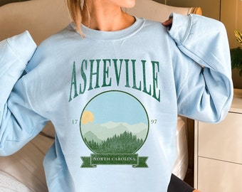 Asheville North Carolina Sweatshirt: Beunruhigt Vintage Style Rundhalsausschnitt