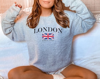 Londontröja | Englands flagga | Rundkragetröja i vintagestil | Londonpresent