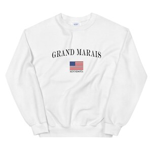 Grand Marais Unisex Sweatshirt | Grand Marais Minnesota Vintage Style American Flag Crewneck Sweatshirt | Grand Marais Minnesota Gift