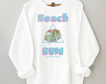 Carolina Beach Bum Sweatshirt: Vintage Style Crewneck