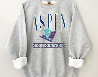 Aspen Vintage Style Ski Unisex Sweatshirt | Ski Aspen Crewneck | 90s Style Aspen Sweatshirt