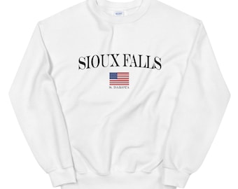 Sweat-shirt unisexe Sioux Falls | Drapeau américain du Dakota du Sud de Sioux Falls | SD | manches longues Sioux Falls | Cadeau de Sioux Falls