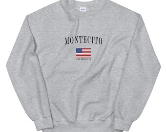 Montecito Unisex Sweatshirt | Montecito Vintage Style American Flag Crewneck Sweatshirt | Montecito Gift | Montecito Shirt