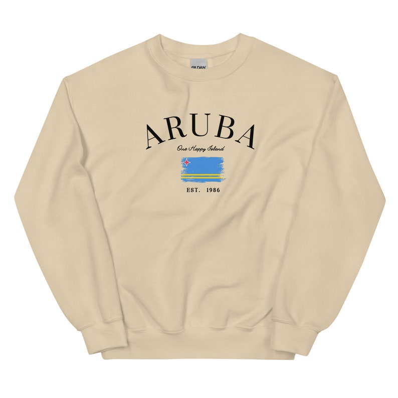 Aruba Flag Sweatshirt Island Crewneck Beach Pullover Vacation Keepsake Souvenir Gift