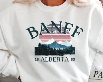 Banff Mountain Graphic Sweatshirt: Vintage Canadian Rockies Crewneck