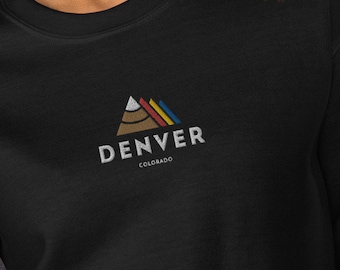 Embroidered Denver Colorado Sweatshirt: Unisex Mountains Crewneck